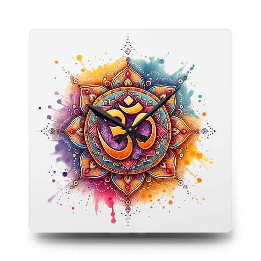 Radiant Acrylic Aum Wall Clock: Transform your Decor - 10.75’’ × (square) Home