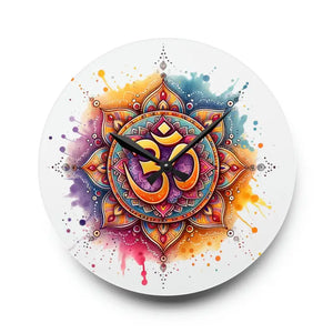 Aum Wall Clock Acrylic Spiritual Design Dipaliz - 10.75’’ × (round) - Clocks