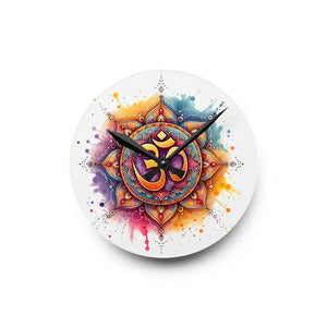 Aum Wall Clock Acrylic Spiritual Design Dipaliz - 8’’ × (round) - Clocks