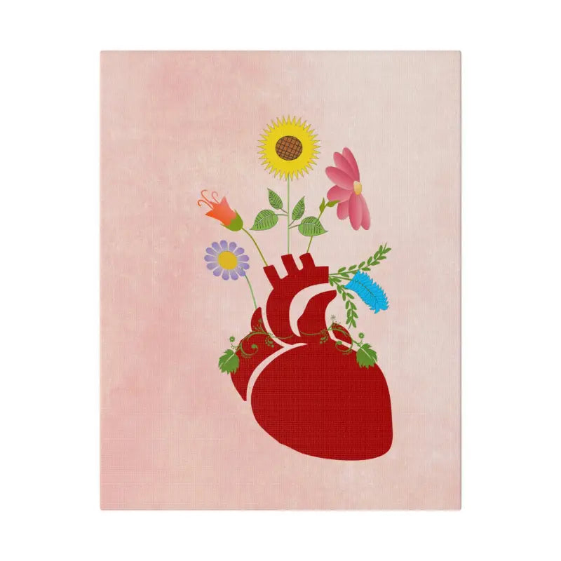 Radiant Heart Bloom Matte Canvas: Elegant Decor Upgrade - 11″ x 14″ (vertical) / 0.75’’ Canvas