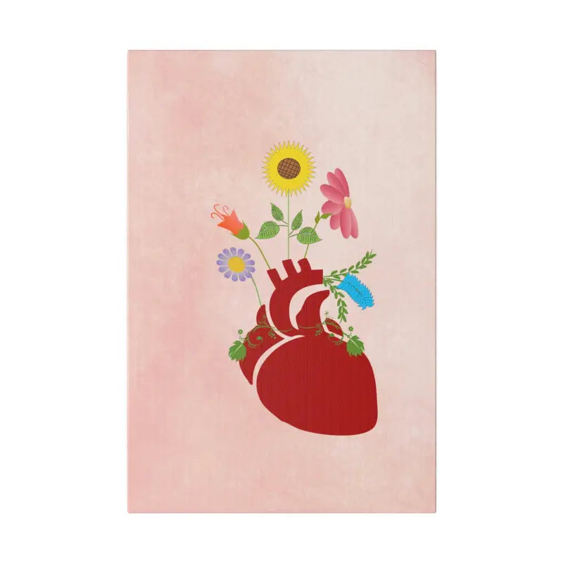 Radiant Heart Bloom Matte Canvas: Elegant Decor Upgrade - 12″ x 18″ (vertical) / 0.75’’ Canvas