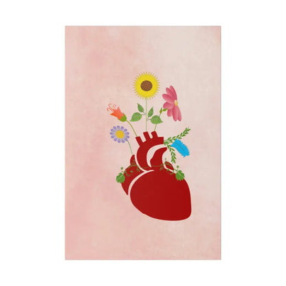 Radiant Heart Bloom Matte Canvas: Elegant Decor Upgrade - 16″ x 24″ (vertical) / 0.75’’ Canvas