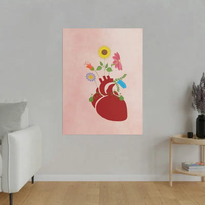 Radiant Heart Bloom Matte Canvas: Elegant Decor Upgrade - Canvas