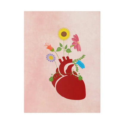 Radiant Heart Bloom Matte Canvas: Elegant Decor Upgrade - 18″ x 24″ (vertical) / 0.75’’ Canvas