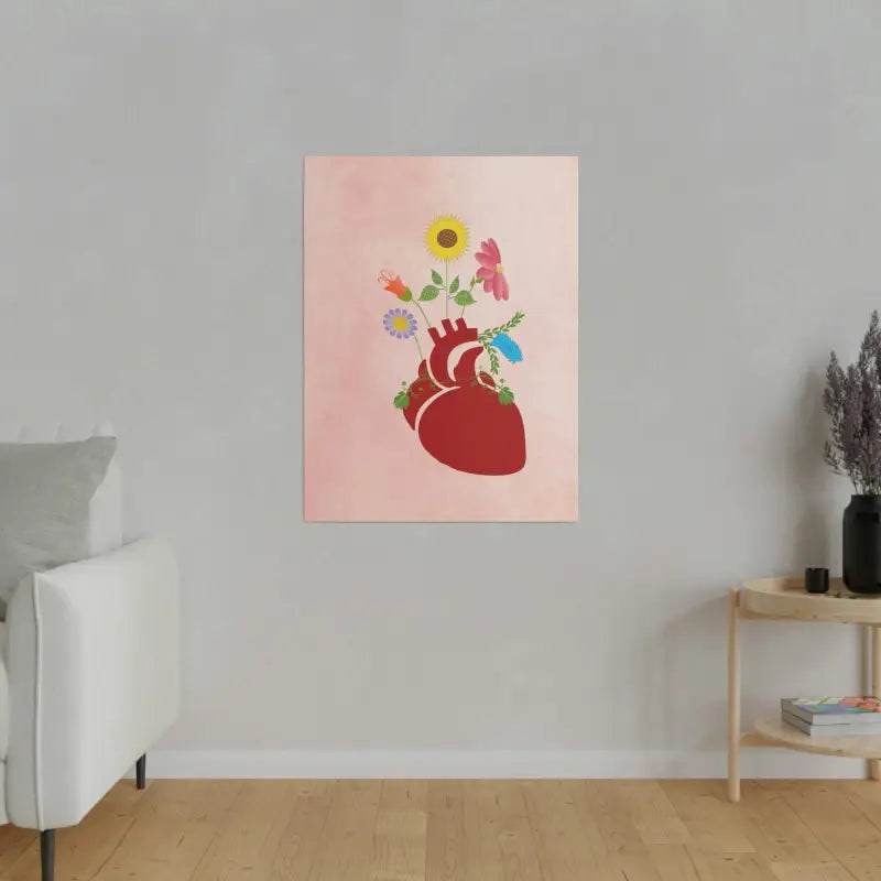 Radiant Heart Bloom Matte Canvas: Elegant Decor Upgrade - Canvas