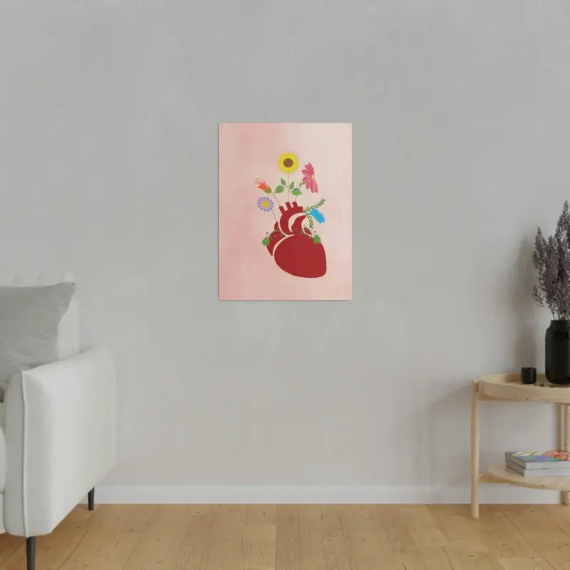 Radiant Heart Bloom Matte Canvas: Elegant Decor Upgrade - Canvas