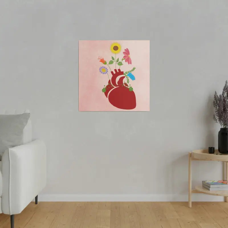 Radiant Heart Bloom Matte Canvas: Elegant Decor Upgrade - Canvas