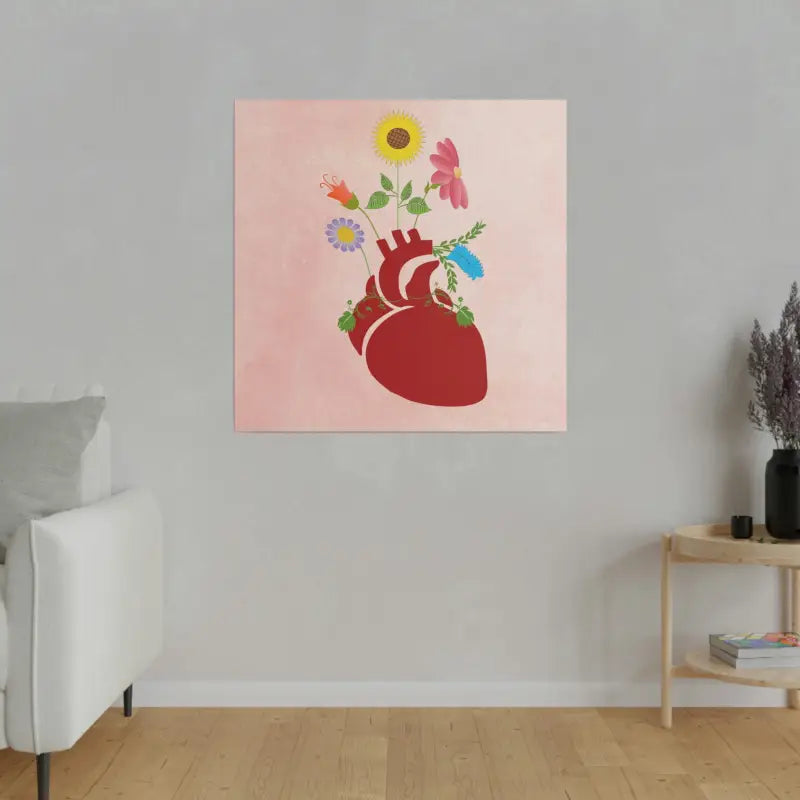 Radiant Heart Bloom Matte Canvas: Elegant Decor Upgrade - Canvas