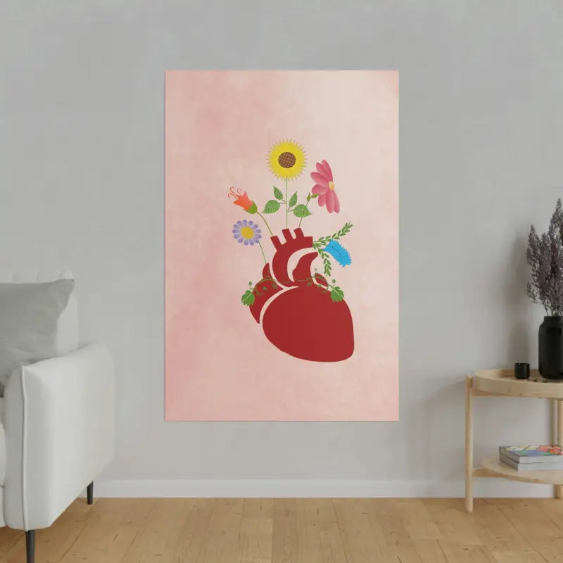 Radiant Heart Bloom Matte Canvas: Elegant Decor Upgrade - Canvas