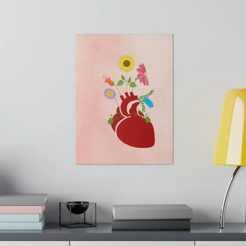 Radiant Heart Bloom Matte Canvas: Elegant Decor Upgrade - Canvas