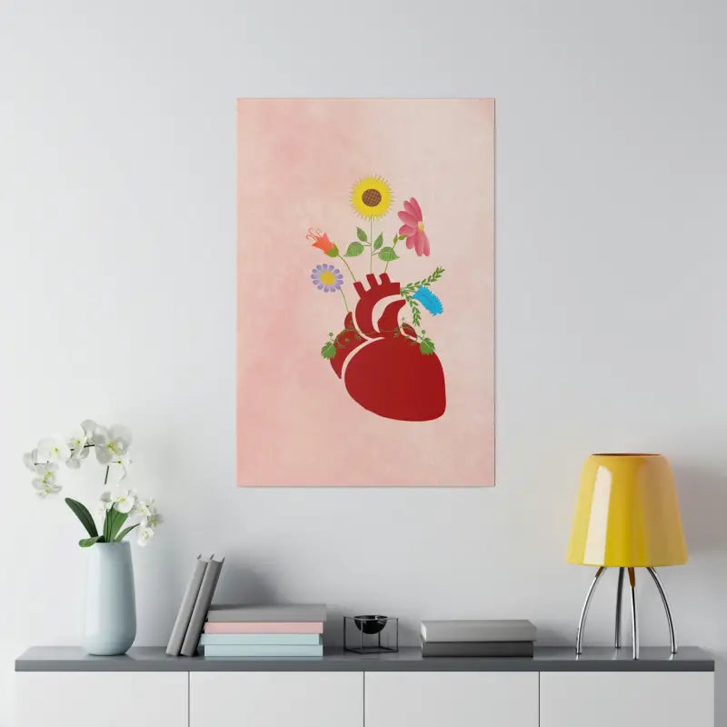 Radiant Heart Bloom Matte Canvas: Elegant Decor Upgrade - Canvas