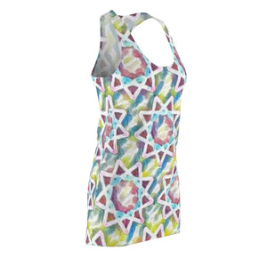 Colorful Star Pattern Racerback Dress - Vivid Celestial Design - Dipaliz - Dresses