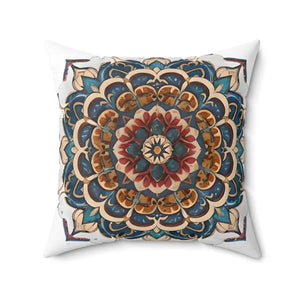 Red Mandal Geometric Spun Polyester Square Pillow - Dipaliz - 20’’ × - Throw Pillows