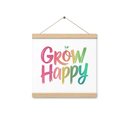 Transform your Space: Happy Space Poster & Wooden Hanger Kit - 12″×12″ Home Decor