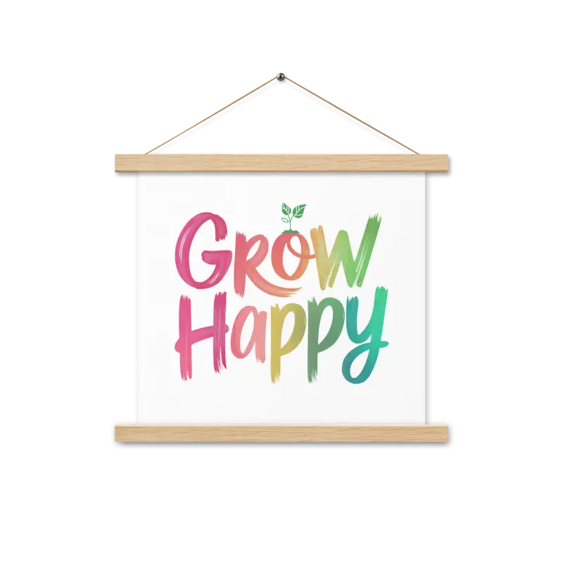 Transform your Space: Happy Space Poster & Wooden Hanger Kit - 14″×14″ Home Decor