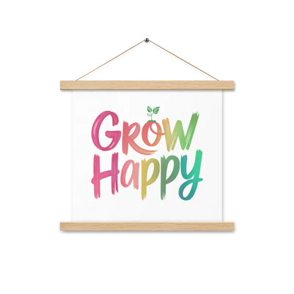 Transform your Space: Happy Space Poster & Wooden Hanger Kit - 14″×14″ Home Decor