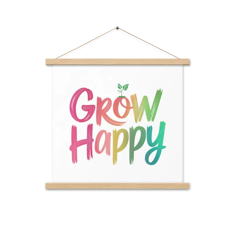 Transform your Space: Happy Space Poster & Wooden Hanger Kit - 18″×18″ Home Decor