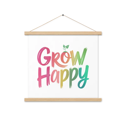 Transform your Space: Happy Space Poster & Wooden Hanger Kit - 18″×18″ Home Decor