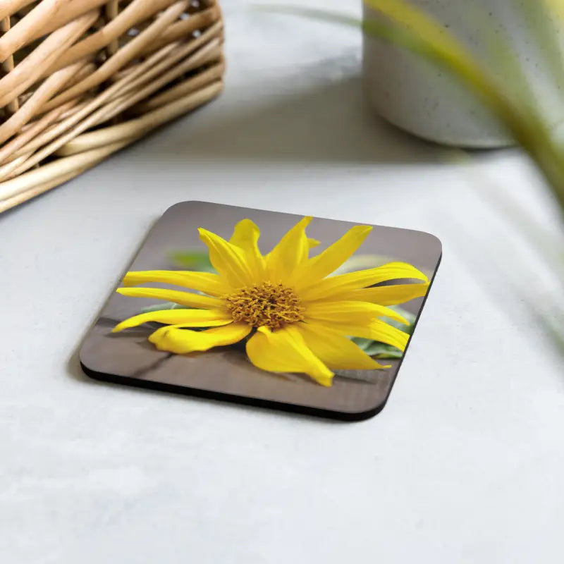 Brighten your Space with Yellow Sunflower Cork Coasters! - Kitchen and Dining