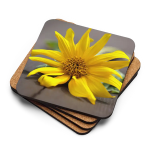 Yellow Sunflower Cork Coasters - Vibrant Table Decor - Dipaliz
