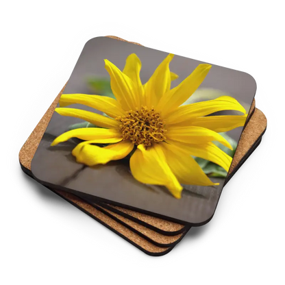 Brighten your Space with Yellow Sunflower Cork Coasters! - Kitchen and Dining