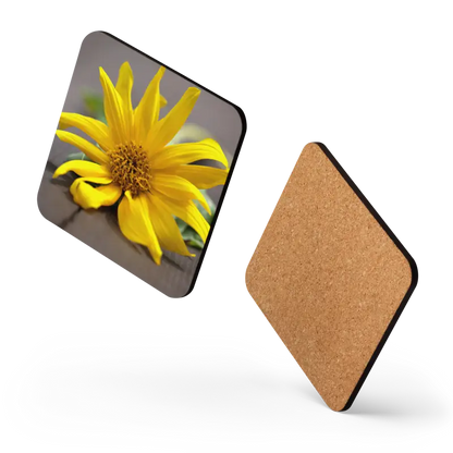 Brighten your Space with Yellow Sunflower Cork Coasters! - Kitchen and Dining