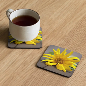 Yellow Sunflower Cork Coasters - Vibrant Table Decor - Dipaliz