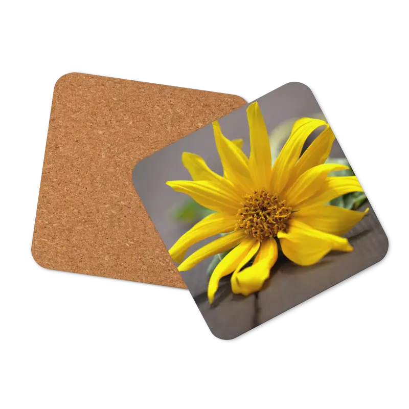 Brighten your Space with Yellow Sunflower Cork Coasters! - Kitchen and Dining