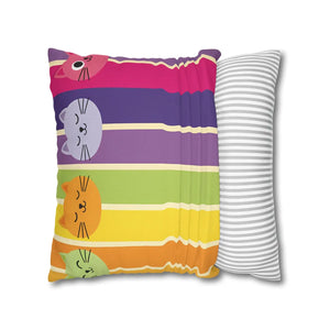 DipaliZ square pillowcase with an original rainbow cat design