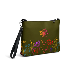Vibrant Rainbow Colored Flowers Crossbody Bag Canvas - Dipaliz - Cross Body Bags