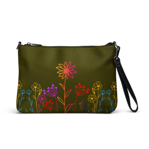 Vibrant Rainbow Colored Flowers Crossbody Bag Canvas - Dipaliz - Cross Body Bags