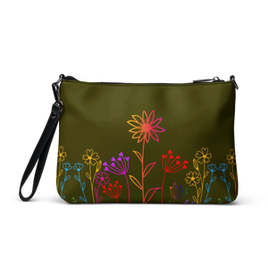 Vibrant Rainbow Colored Flowers Crossbody Bag Canvas - Dipaliz - Cross Body Bags
