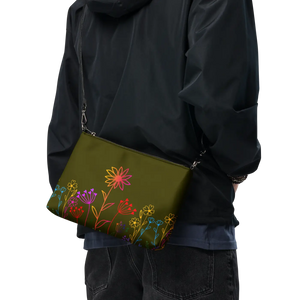 Vibrant Rainbow Colored Flowers Crossbody Bag Canvas - Dipaliz - Cross Body Bags