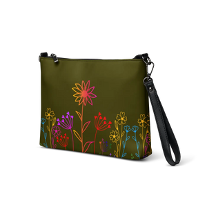 Vibrant Rainbow Colored Flowers Crossbody Bag Canvas - Dipaliz - Cross Body Bags