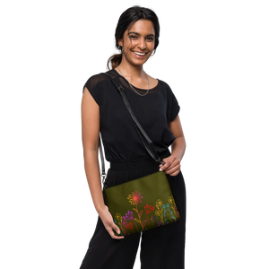 Vibrant Rainbow Colored Flowers Crossbody Bag Canvas - Dipaliz - Cross Body Bags