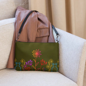 Vibrant Rainbow Colored Flowers Crossbody Bag Canvas - Dipaliz - Cross Body Bags