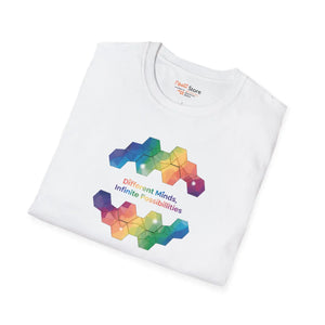 Rainbow Geometry T-shirt, ?Different Minds Infinite Possibilities’ Graphic Tee - T-shirts