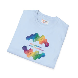 Rainbow Geometry T-shirt, ?Different Minds Infinite Possibilities’ Graphic Tee - T-shirts