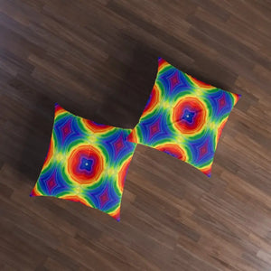 Tufted Floor Pillow Rainbow Boho Square Cushion - Dipaliz - 30’’ × - Throw Pillows