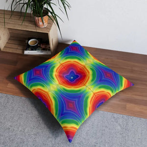 Tufted Floor Pillow Rainbow Boho Square Cushion - Dipaliz - 30’’ × - Throw Pillows