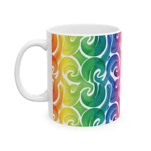 Rainbow Swirl Ceramic Mug - Colorful Abstract Pattern - Dipaliz - Mugs