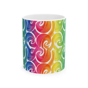 Rainbow Swirl Ceramic Mug - Colorful Abstract Pattern - Dipaliz - Mugs