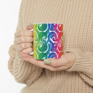 Rainbow Swirl Ceramic Mug - Colorful Abstract Pattern - Dipaliz - 11oz - Mugs
