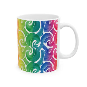 Rainbow Swirl Ceramic Mug - Colorful Abstract Pattern - Dipaliz - Mugs