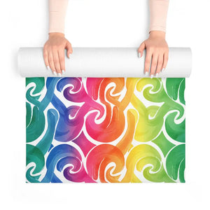 Foam Yoga Mat - Rainbow Wave Non-slip Surf Design - Dipaliz - 24” x 72” - & Pilates Mats