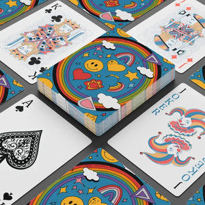 Rainbow Smiley Poker Playing Cards 300gsm Premium Card - Dipaliz - 2.5’’ x 3.5’’ / White / Semi Glossy - Games