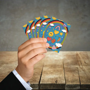 Rainbow Smiley Poker Playing Cards 300gsm Premium Card - Dipaliz - 2.5’’ x 3.5’’ / White / Semi Glossy - Games