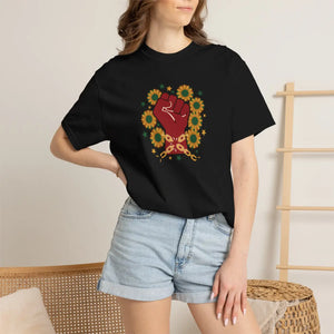 Raised Fist Sunflower Juneteenth Cotton Tee - Dipaliz - T-shirts