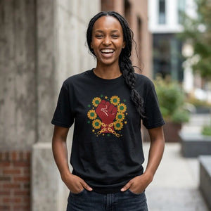 Raised Fist Sunflower Juneteenth Cotton Tee - Dipaliz - T-shirts