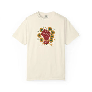 Raised Fist Sunflower Juneteenth Cotton Tee - Dipaliz - T-shirts